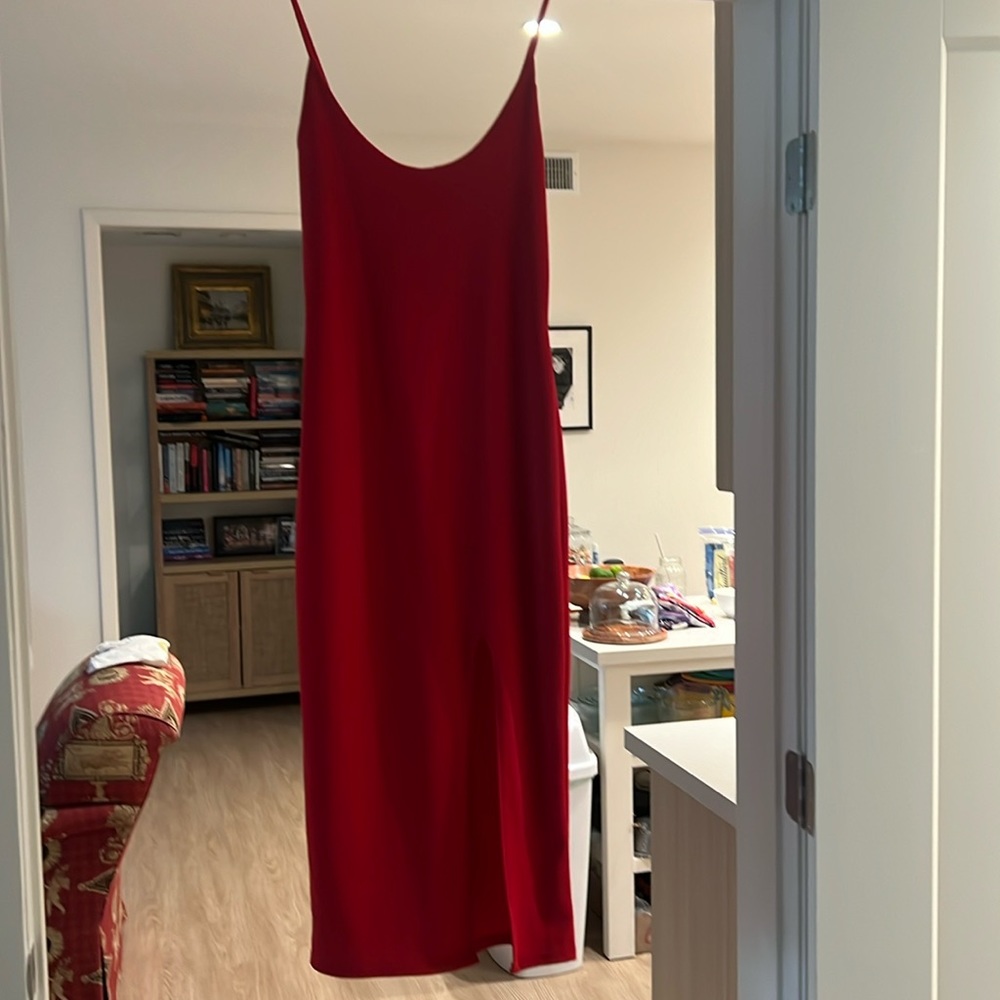Red midi bodycon dress never worn with slit